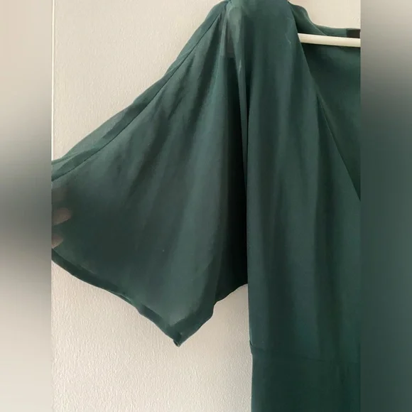 Romantic Energy Emerald Green Flutter Sleeve Maxi Wrap Dress - Picture 8 of 11